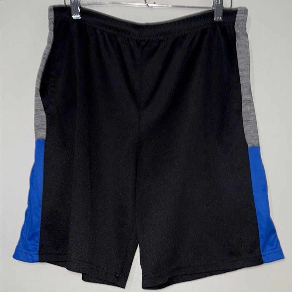 Black and Blue Athletic Shorts with Elastic Waistband
